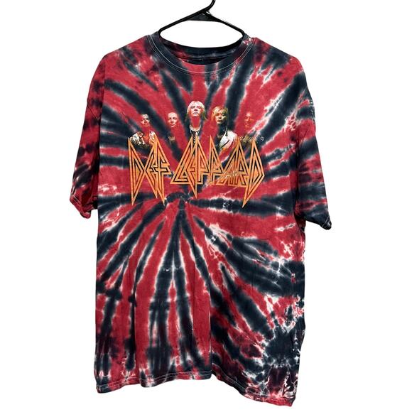 Def Leppard Black + Red Tie Dye Band Graphic Tee Size 0X - Picture 1 of 4